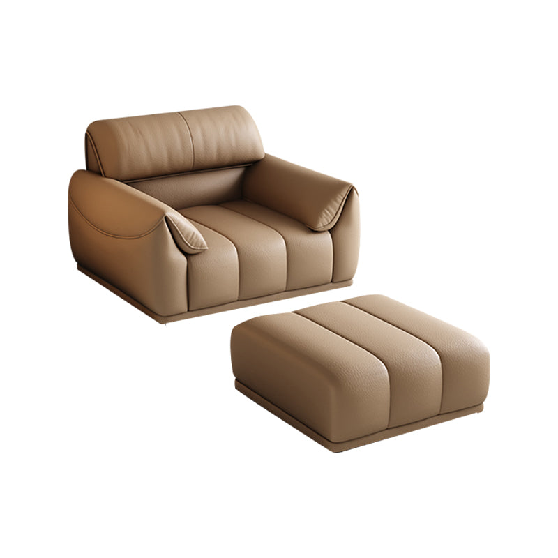 Contemporary Sectional with Pillow Top Arm Living Room Sectional sofa 1-Seater Sofa&Ottoman Genuine Leather Clearhalo 'furn' 'furn_sectionals' 'Furniture' 'Living Room Furniture' 'Sectionals' 7742466