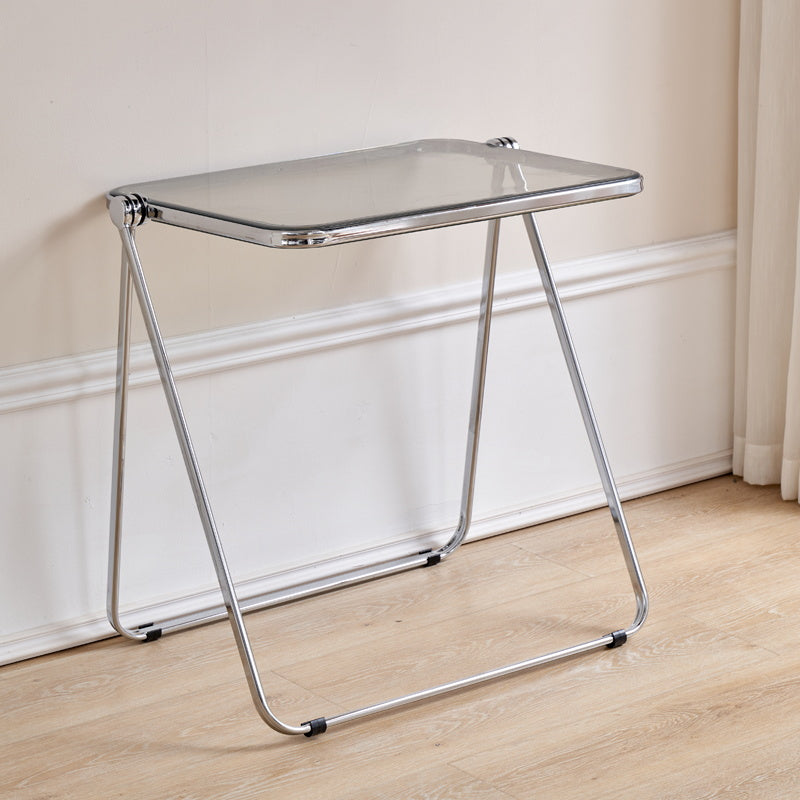 Acrylfaltbares Esstisch für 2 Person mit Silberstahlbasis