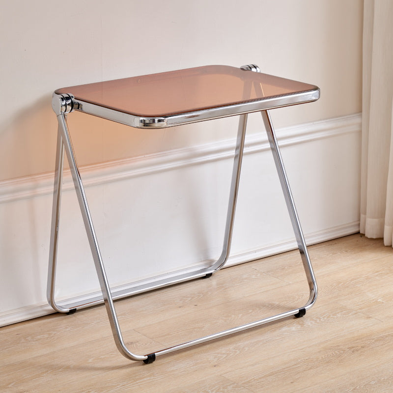 Acrylfaltbares Esstisch für 2 Person mit Silberstahlbasis