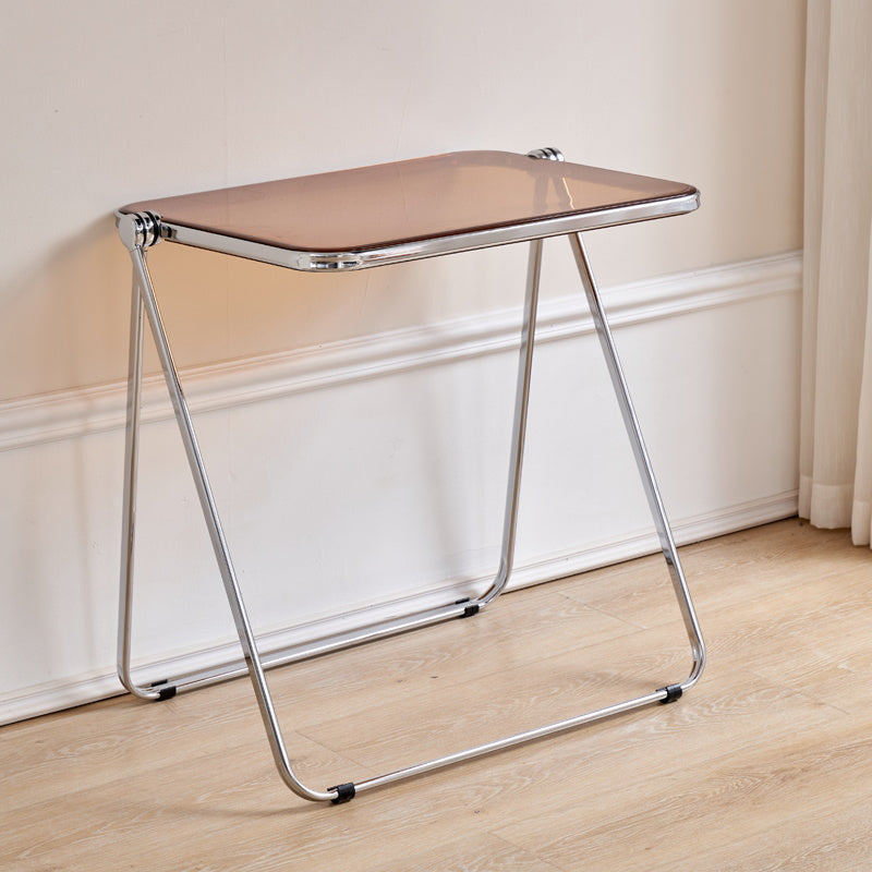 Acrylfaltbares Esstisch für 2 Person mit Silberstahlbasis