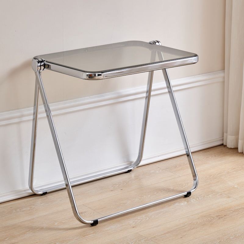 Acrylfaltbares Esstisch für 2 Person mit Silberstahlbasis