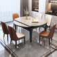 Modern Round Extendable Dining Table Stone Tabletop with Black Wood Legs Clearhalo 'Dining Tables & Seating' 'Dining Tables' 'dining_table' 'furn' 'furn_dining_table' 'Furniture' 'Kitchen & Dining Furniture' 7747039