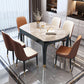 Modern Round Extendable Dining Table Stone Tabletop with Black Wood Legs Clearhalo 'Dining Tables & Seating' 'Dining Tables' 'dining_table' 'furn' 'furn_dining_table' 'Furniture' 'Kitchen & Dining Furniture' 7747040
