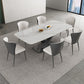 White Stone Top Dining Table Rectangular Tabletop with Metal Pedestal Base Clearhalo 'Dining Tables & Seating' 'Dining Tables' 'dining_table' 'furn' 'furn_dining_table' 'Furniture' 'Kitchen & Dining Furniture' 7747061