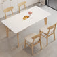 Modern Rectangular Dining Table White Stone Tabletop for Living Room