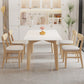 Modern Rectangular Dining Table White Stone Tabletop for Living Room