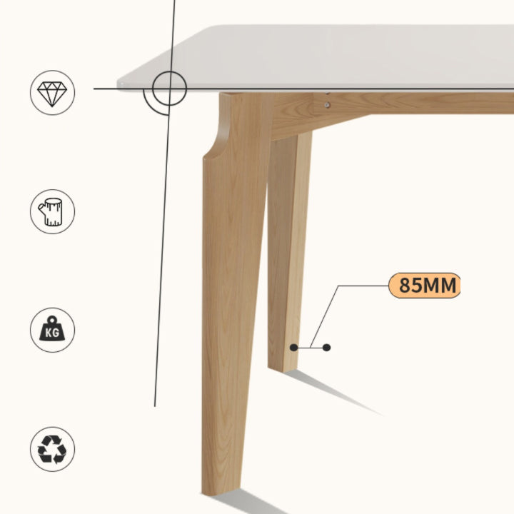 Modern Rectangular Dining Table White Stone Tabletop for Living Room