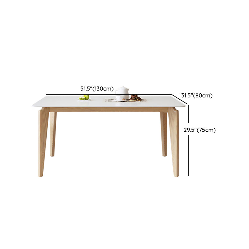 Modern Rectangular Dining Table White Stone Tabletop for Living Room
