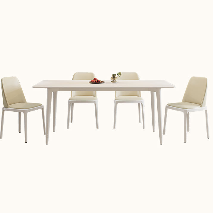 Modern Rectangular Dining Table White Stone Tabletop with Wood Legs Clearhalo 'Dining Tables & Seating' 'Dining Tables' 'dining_table' 'furn' 'furn_dining_table' 'Furniture' 'Kitchen & Dining Furniture' 7747082