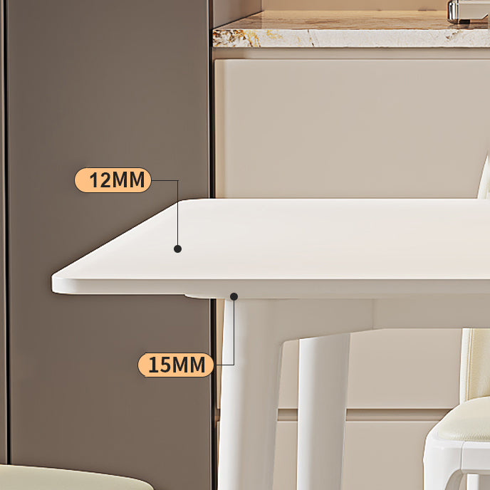 Modern Rectangular Dining Table White Stone Tabletop with Wood Legs Clearhalo 'Dining Tables & Seating' 'Dining Tables' 'dining_table' 'furn' 'furn_dining_table' 'Furniture' 'Kitchen & Dining Furniture' 7747084