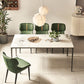 Modern Minimalist White Stone Top Black Base Dining Room Table with 4 Legs Base Clearhalo 'Dining Tables & Seating' 'Dining Tables' 'dining_table' 'furn' 'furn_dining_table' 'Furniture' 'Kitchen & Dining Furniture' 7747111