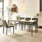 Modern Minimalist White Stone Top Black Base Dining Room Table with 4 Legs Base Clearhalo 'Dining Tables & Seating' 'Dining Tables' 'dining_table' 'furn' 'furn_dining_table' 'Furniture' 'Kitchen & Dining Furniture' 7747113