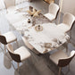 Rectangular Luxury White Stone Top Dining Table with Metal Pedestal Clearhalo 'Dining Tables & Seating' 'Dining Tables' 'dining_table' 'furn' 'furn_dining_table' 'Furniture' 'Kitchen & Dining Furniture' 7747125