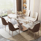 Rectangular Luxury White Stone Top Dining Table with Metal Pedestal Clearhalo 'Dining Tables & Seating' 'Dining Tables' 'dining_table' 'furn' 'furn_dining_table' 'Furniture' 'Kitchen & Dining Furniture' 7747128