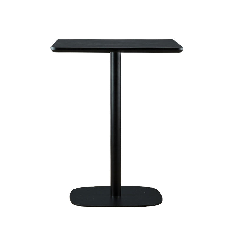 Modern Square Dining Table Wood Tabletop with Steel Pedestal Base Black 19.7"L x 19.7"W x 29.5"H Without Chairs Clearhalo 'Dining Tables & Seating' 'Dining Tables' 'dining_table' 'furn' 'furn_dining_table' 'Furniture' 'Kitchen & Dining Furniture' 7747141