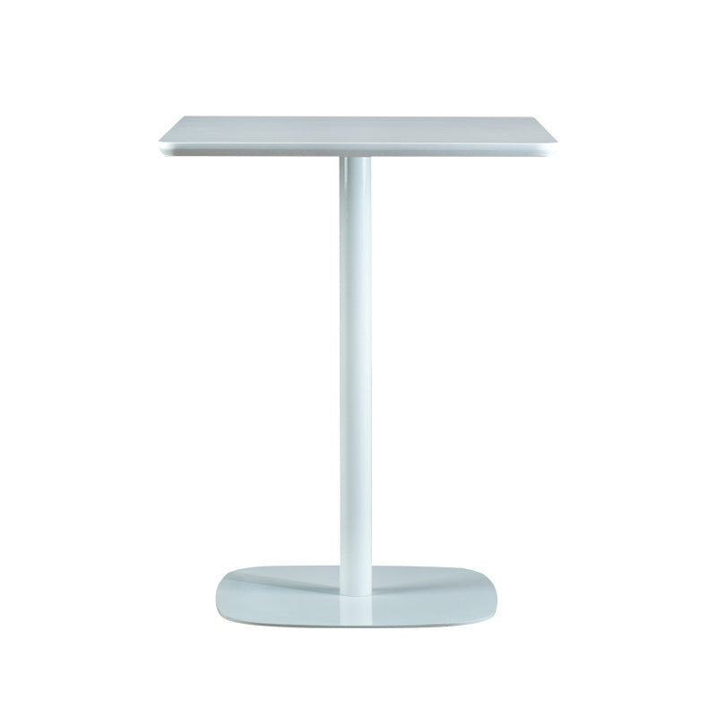 Modern Square Dining Table Wood Tabletop with Steel Pedestal Base White 19.7"L x 19.7"W x 29.5"H Without Chairs Clearhalo 'Dining Tables & Seating' 'Dining Tables' 'dining_table' 'furn' 'furn_dining_table' 'Furniture' 'Kitchen & Dining Furniture' 7747145