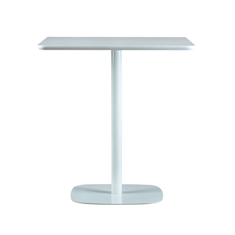 Modern Square Dining Table Wood Tabletop with Steel Pedestal Base White Without Chairs Clearhalo 'Dining Tables & Seating' 'Dining Tables' 'dining_table' 'furn' 'furn_dining_table' 'Furniture' 'Kitchen & Dining Furniture' 7747146