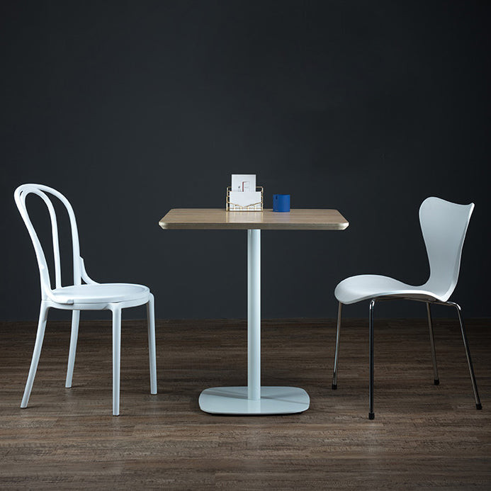 Modern Square Dining Table Wood Tabletop with Steel Pedestal Base Clearhalo 'Dining Tables & Seating' 'Dining Tables' 'dining_table' 'furn' 'furn_dining_table' 'Furniture' 'Kitchen & Dining Furniture' 7747147