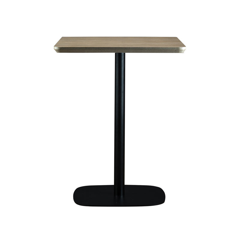 Modern Square Dining Table Wood Tabletop with Steel Pedestal Base Natural Wood Black 19.7"L x 19.7"W x 29.5"H Without Chairs Clearhalo 'Dining Tables & Seating' 'Dining Tables' 'dining_table' 'furn' 'furn_dining_table' 'Furniture' 'Kitchen & Dining Furniture' 7747149