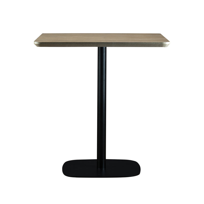 Modern Square Dining Table Wood Tabletop with Steel Pedestal Base Natural Wood Black Without Chairs Clearhalo 'Dining Tables & Seating' 'Dining Tables' 'dining_table' 'furn' 'furn_dining_table' 'Furniture' 'Kitchen & Dining Furniture' 7747151