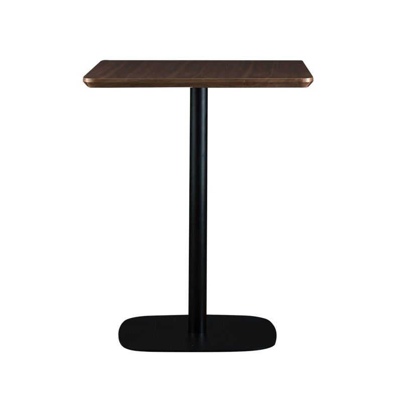 Modern Square Dining Table Wood Tabletop with Steel Pedestal Base Nut-Brown 19.7"L x 19.7"W x 29.5"H Without Chairs Clearhalo 'Dining Tables & Seating' 'Dining Tables' 'dining_table' 'furn' 'furn_dining_table' 'Furniture' 'Kitchen & Dining Furniture' 7747156