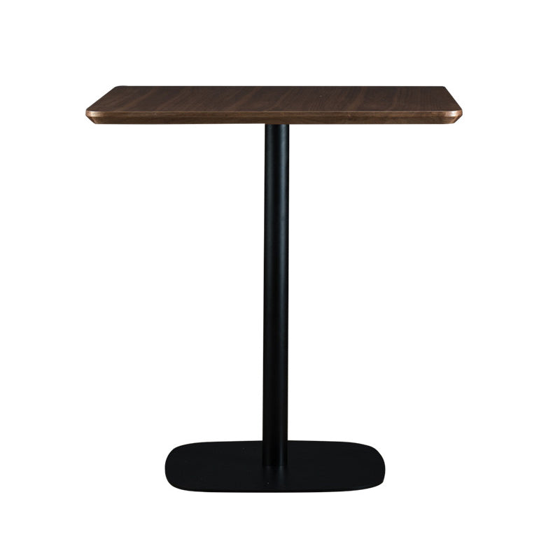 Modern Square Dining Table Wood Tabletop with Steel Pedestal Base Nut-Brown Without Chairs Clearhalo 'Dining Tables & Seating' 'Dining Tables' 'dining_table' 'furn' 'furn_dining_table' 'Furniture' 'Kitchen & Dining Furniture' 7747158