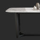 Table de dîner fixe en marbre rectangulaire de style simplicité avec base à tréteaux
