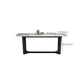 Table de dîner fixe en marbre rectangulaire de style simplicité avec base à tréteaux