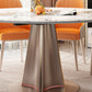 Table de salle à manger rectangulaire, plateau de table moderne en pierre avec pieds en métal doré