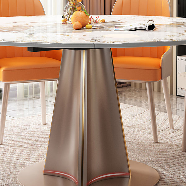 Table de salle à manger rectangulaire, plateau de table moderne en pierre avec pieds en métal doré