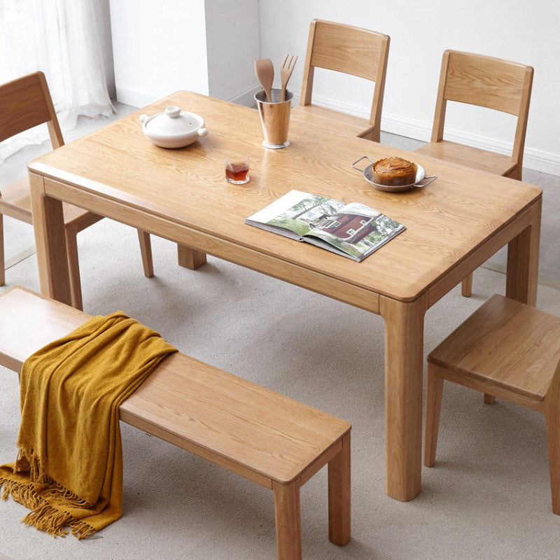 Modern Style Rectangle Oak Solid Wood Dining Table in Natural Clearhalo 'Dining Tables & Seating' 'Dining Tables' 'dining_table' 'furn' 'furn_dining_table' 'Furniture' 'Kitchen & Dining Furniture' 7747193