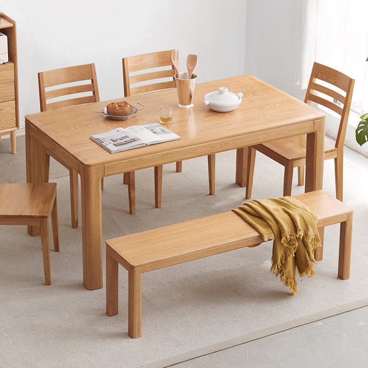 Modern Style Rectangle Oak Solid Wood Dining Table in Natural Clearhalo 'Dining Tables & Seating' 'Dining Tables' 'dining_table' 'furn' 'furn_dining_table' 'Furniture' 'Kitchen & Dining Furniture' 7747196