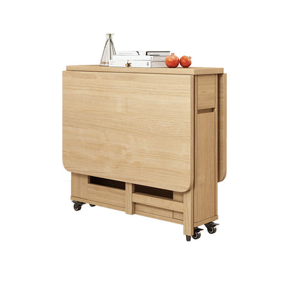 Modern Style Rectangle Solid Wood Dining Site Table with Drop-Leaf