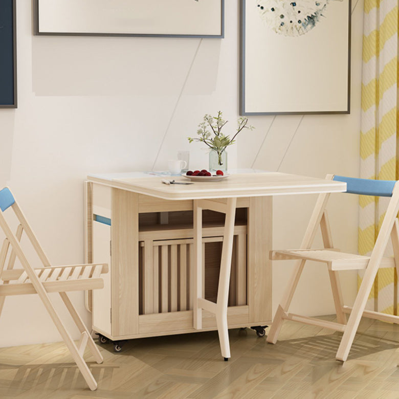 Modern Style Rectangle Solid Wood Dining Site Table with Drop-Leaf