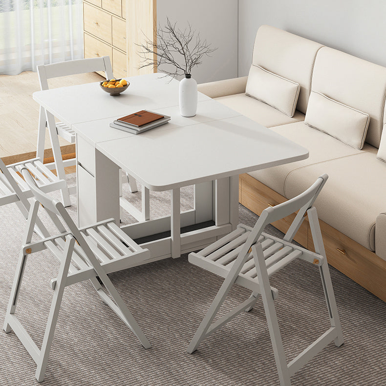 Modern Style Rectangle Solid Wood Dining Site Table with Drop-Leaf