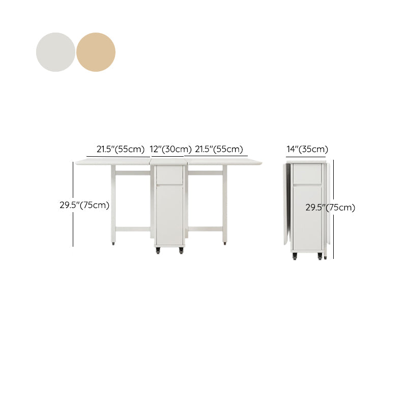 Modern Style Rectangle Solid Wood Dining Site Table with Drop-Leaf
