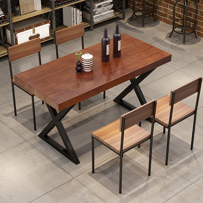 Retro Industrial Style Rectangular Solid Wood Dining Table for Coffee House and Milk Tea