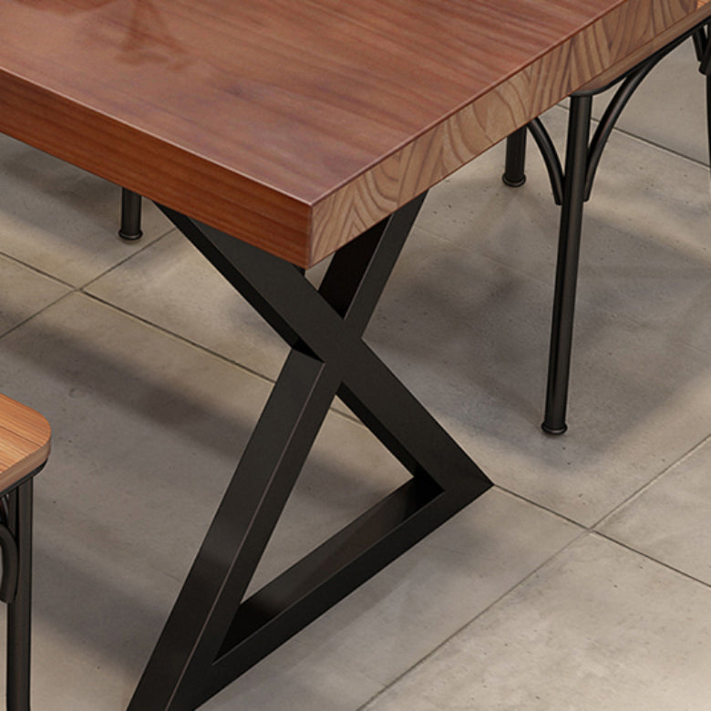 Retro Industrial Style Rectangular Solid Wood Dining Table for Coffee House and Milk Tea