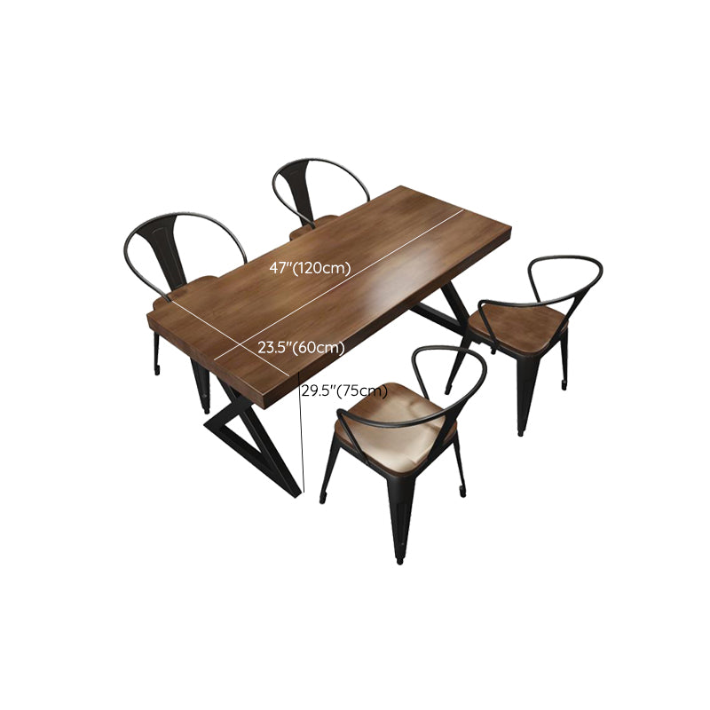 Retro Industrial Style Rectangular Solid Wood Dining Table for Coffee House and Milk Tea