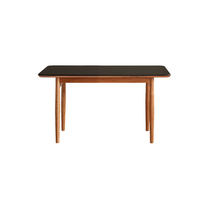 Simplicity Style Rectangle Stone Fixed Dinner Table with 4-foot Black 47.2"L x 29.5"W x 29.5"H Without Chairs Clearhalo 'Dining Tables & Seating' 'Dining Tables' 'dining_table' 'furn' 'furn_dining_table' 'Furniture' 'Kitchen & Dining Furniture' 7747253