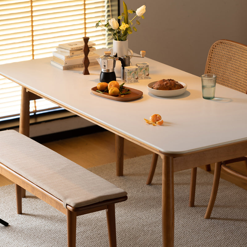 Simplicity Style Rectangle Stone Fixed Dinner Table with 4-foot Clearhalo 'Dining Tables & Seating' 'Dining Tables' 'dining_table' 'furn' 'furn_dining_table' 'Furniture' 'Kitchen & Dining Furniture' 7747257