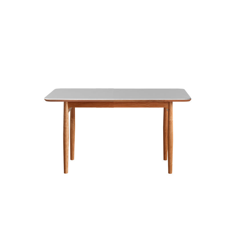 Simplicity Style Rectangle Stone Fixed Dinner Table with 4-foot White 47.2"L x 29.5"W x 29.5"H Without Chairs Clearhalo 'Dining Tables & Seating' 'Dining Tables' 'dining_table' 'furn' 'furn_dining_table' 'Furniture' 'Kitchen & Dining Furniture' 7747260