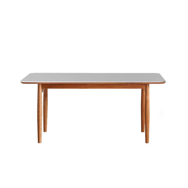 Simplicity Style Rectangle Stone Fixed Dinner Table with 4-foot White 63"L x 33.5"W x 29.5"H Without Chairs Clearhalo 'Dining Tables & Seating' 'Dining Tables' 'dining_table' 'furn' 'furn_dining_table' 'Furniture' 'Kitchen & Dining Furniture' 7747264