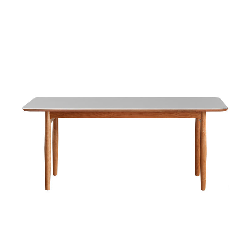 Simplicity Style Rectangle Stone Fixed Dinner Table with 4-foot White 70.9"L x 33.5"W x 29.5"H Without Chairs Clearhalo 'Dining Tables & Seating' 'Dining Tables' 'dining_table' 'furn' 'furn_dining_table' 'Furniture' 'Kitchen & Dining Furniture' 7747266