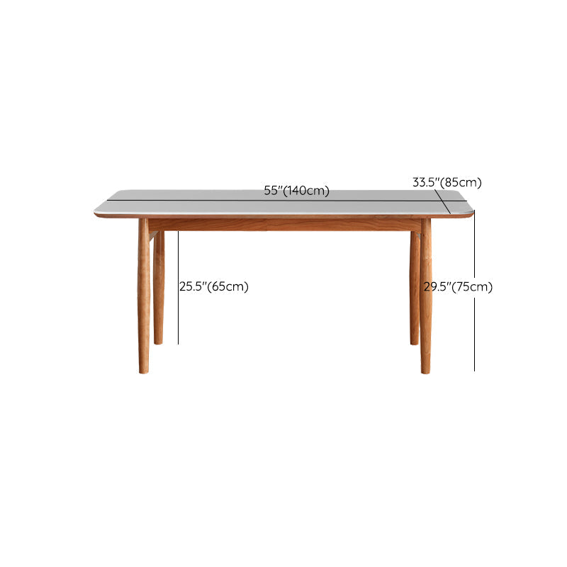 Simplicity Style Rectangle Stone Fixed Dinner Table with 4-foot Clearhalo 'Dining Tables & Seating' 'Dining Tables' 'dining_table' 'furn' 'furn_dining_table' 'Furniture' 'Kitchen & Dining Furniture' 7747276