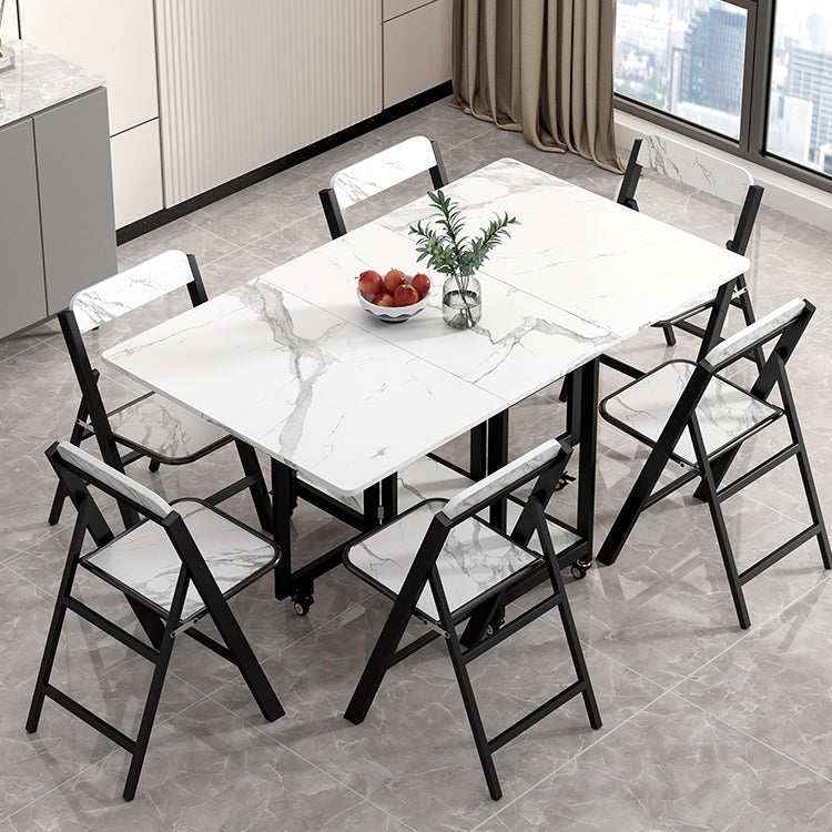 Table de salle à manger rectangulaire en bois de style simplicité avec abattant