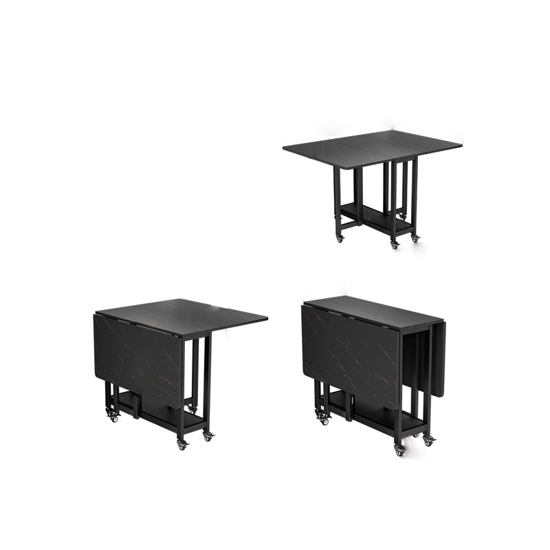 Table de salle à manger rectangulaire en bois de style simplicité avec abattant