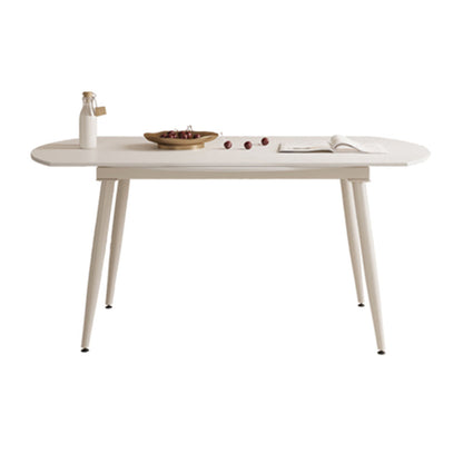 Modern Round Extendable Dining Table White Stone Tabletop with Double Drop Leaf Metal Without Chairs Clearhalo 'Dining Tables & Seating' 'Dining Tables' 'dining_table' 'furn' 'furn_dining_table' 'Furniture' 'Kitchen & Dining Furniture' 7747297