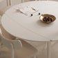 Modern Round Extendable Dining Table White Stone Tabletop with Double Drop Leaf Clearhalo 'Dining Tables & Seating' 'Dining Tables' 'dining_table' 'furn' 'furn_dining_table' 'Furniture' 'Kitchen & Dining Furniture' 7747302
