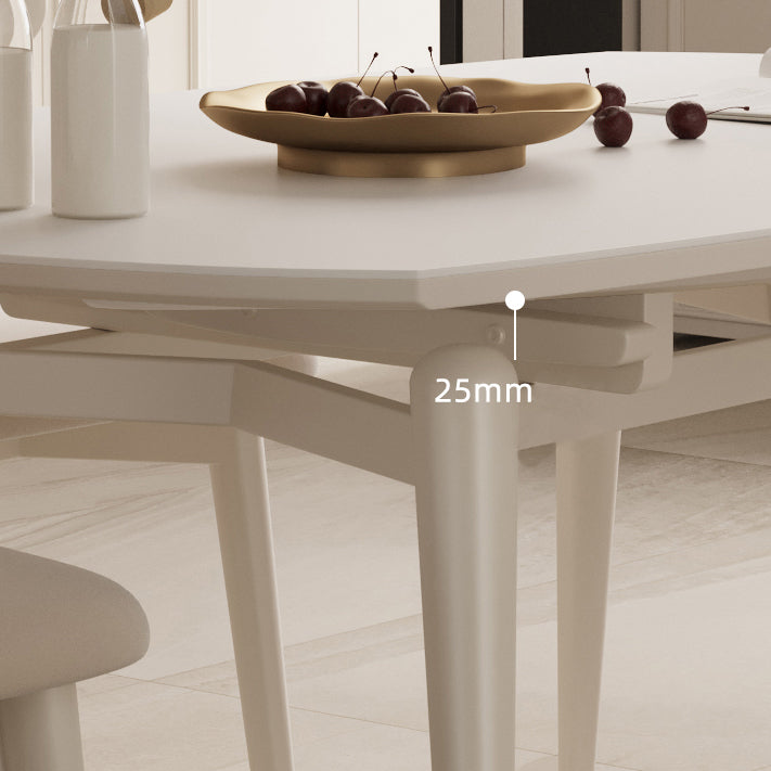 Modern Round Extendable Dining Table White Stone Tabletop with Double Drop Leaf Clearhalo 'Dining Tables & Seating' 'Dining Tables' 'dining_table' 'furn' 'furn_dining_table' 'Furniture' 'Kitchen & Dining Furniture' 7747304